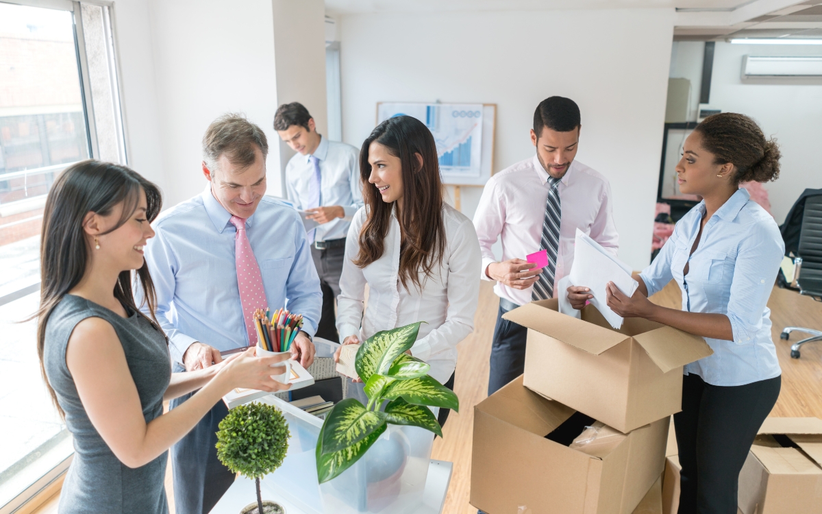 work team preparing to move